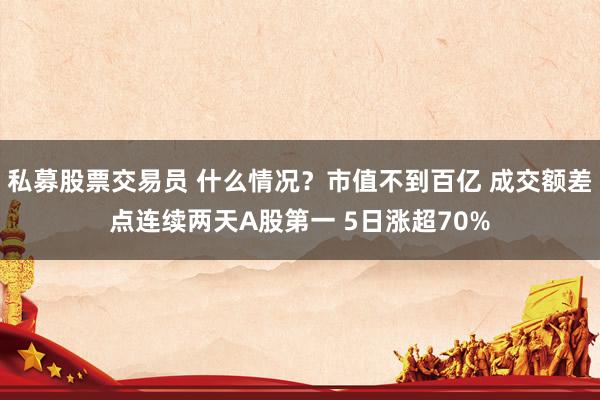 私募股票交易员 什么情况？市值不到百亿 成交额差点连续两天A股第一 5日涨超70%