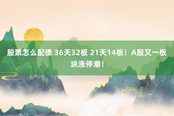 股票怎么配债 36天32板 21天14板！A股又一板块涨停潮！