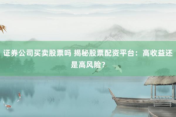 证券公司买卖股票吗 揭秘股票配资平台：高收益还是高风险？