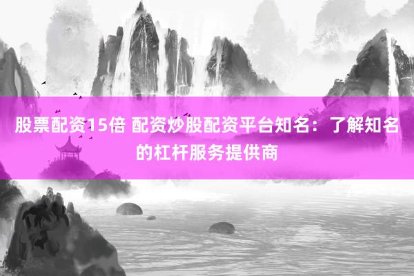 股票配资15倍 配资炒股配资平台知名：了解知名的杠杆服务提供商